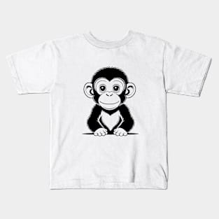 Cute Baby Chimpanzee Animal Outline Kids T-Shirt